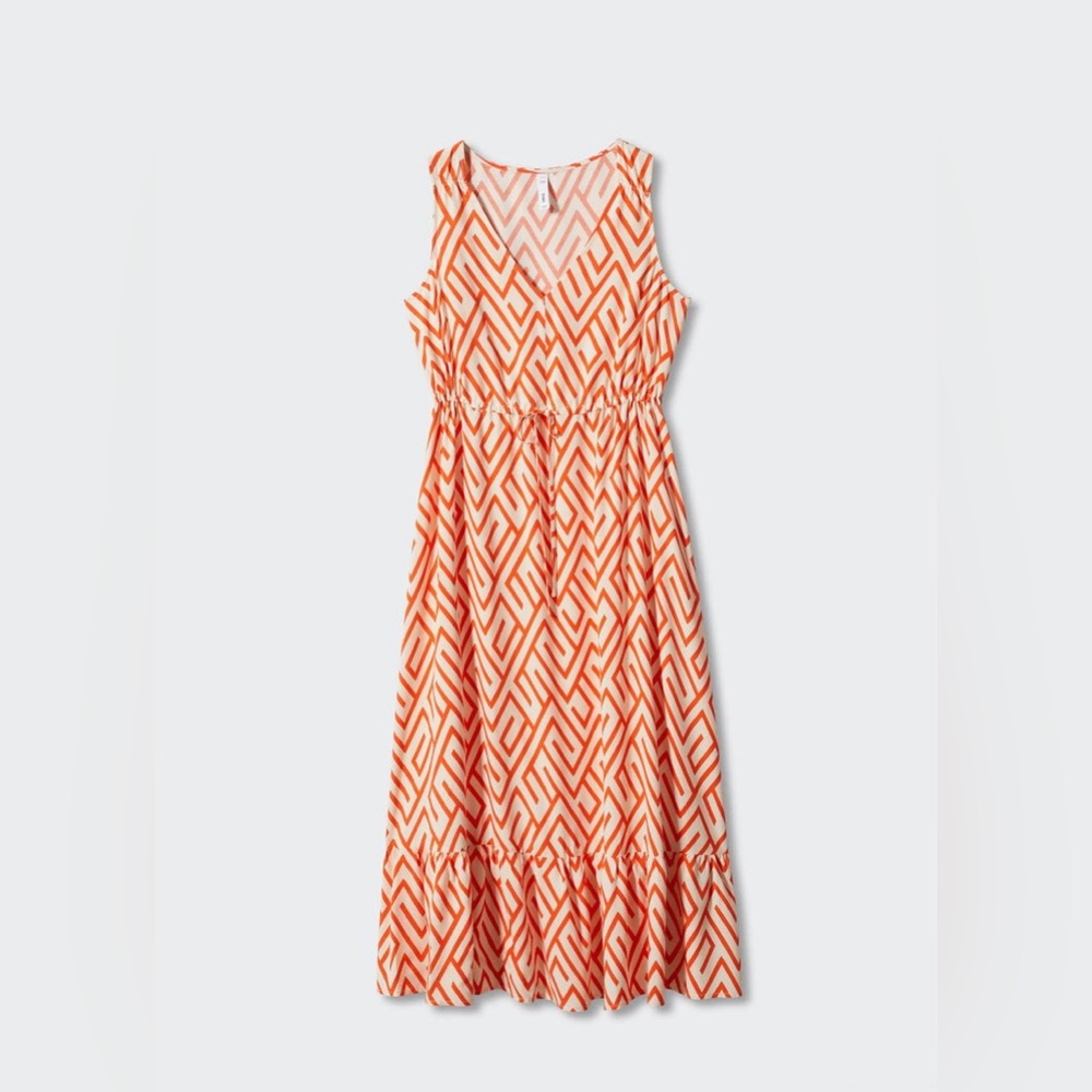 Mango Women’s Size 2 Orange and White Dress